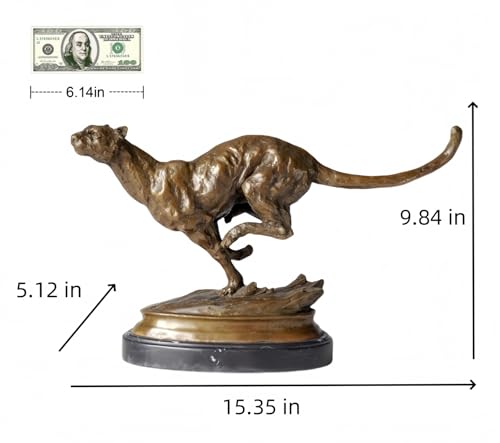 FENGSHUI-CAISHEN Pure Copper Cheetah Statue Brown
