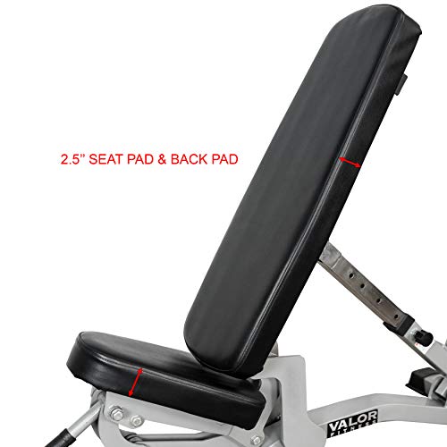 Valor Fitness Adjustable Weight Bench for Flat/Incline Bench Press with Wheels Black