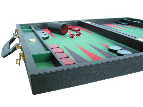 Zaza & Sacci Leather/Microfiber Backgammon Set 23" Large Attache Case Black