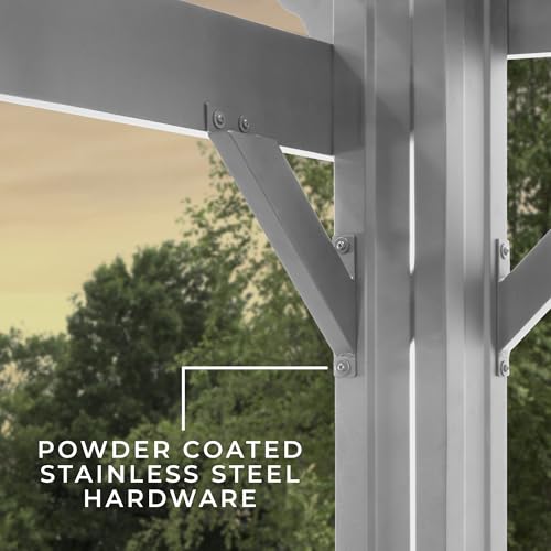 Backyard Discovery Hawthorne 16' x 12' Galvanized Steel Pergola Kit with Shade Sail Canopy White