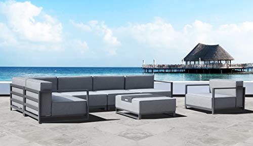 Whiteline Modern Outdoor Living Sensation Indoor/Outdoor Ottoman Grey
