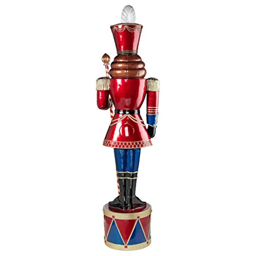 Design Toscano Illuminated Bavarian-Style Giant LED Christmas Nutcracker Soldier Statue Full Color