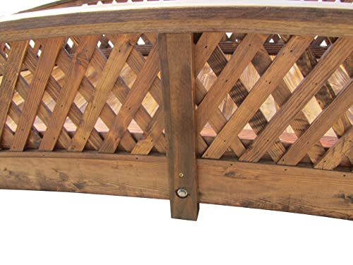 SamsGazebos Butterfly Garden Bridge with Diamond Lattice Railings 8 ft Light Brown