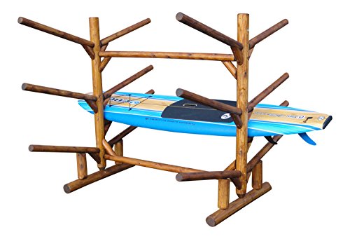 Log Kayak Rack 5 Kayak or Canoe Plus 2 SUP or Surfboard Canyon Brown Finish