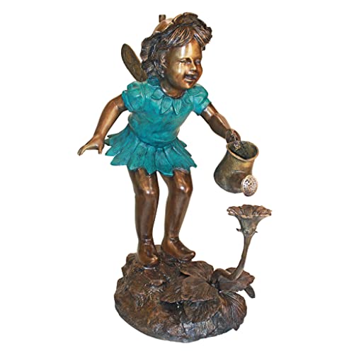 Design Toscano The Fairy Gardener Garden Statue Cast Bronze Two Tone Bronze & Verdigris