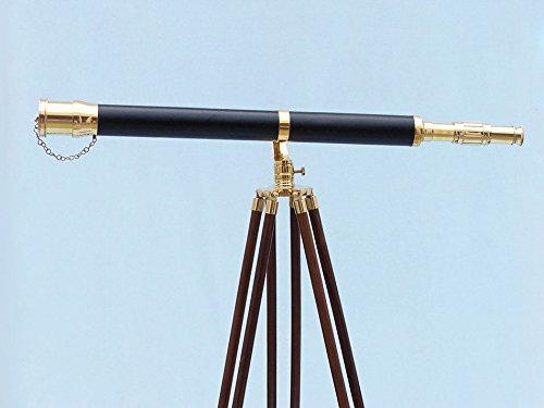Hampton Nautical Brass-Leather Galileo Telescope 65" Gold