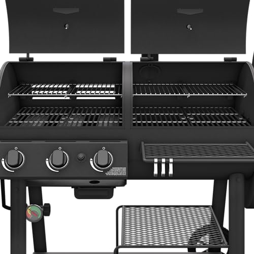 Oklahoma Joe's Canyon Deluxe Charcoal and Propane Gas Combination Smoker and Grill Black