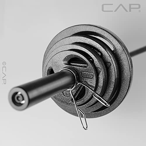 CAP Barbell 165 LB Olympic Grip Plate Set with 7 FT Olympic Bar and Collars Black
