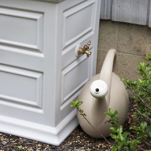 Good Ideas Savannah Colonial Style 42 Gallon Rain Saver Barrel with Planter and Brass Spigots Light Gray (3 Pack)
