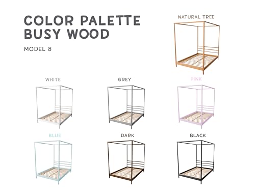 BUSY WOOD Wooden Kids Canopy Bed Natural