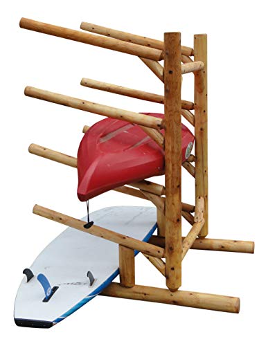 Log Kayak Rack 5-Place 1-Sided Kayak/SUP Rack Natural