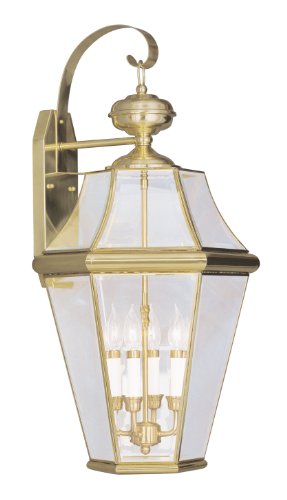 Livex Georgetown 4-Light Outdoor Wall Lantern Polished Brass