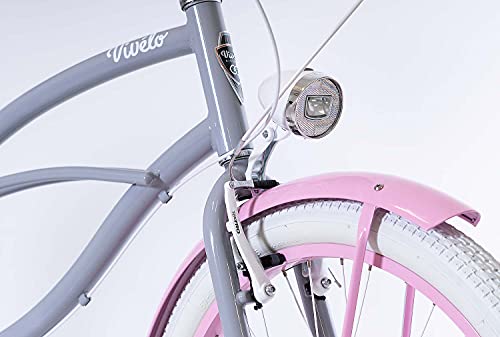 Vivelo LA Donna Beach Cruiser for Women Complete Bike Aluminium Lightweight Frame 26-Inch 7-Speed Adele