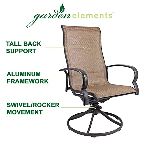 Garden Elements Outdoor Bellevue Metal Aluminum Patio Chair Sling Rocker Brown