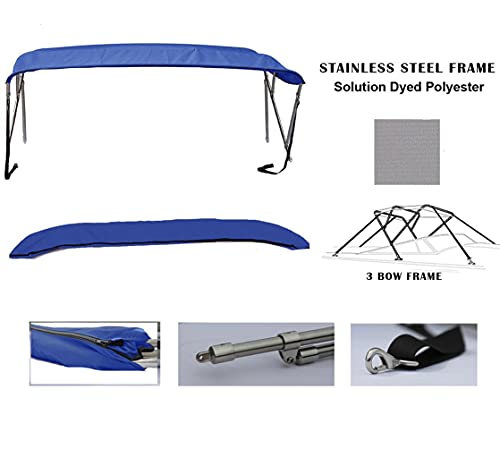 SBU Royal Blue Stainless Steel 3-Bow Bimini Top for Yamaha Exciter 135 SE 1998-1999