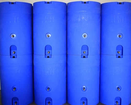 WaterPrepared 160 Gallon Stackable Utility Water Tank with Large Cap and 2 Spigots Blue
