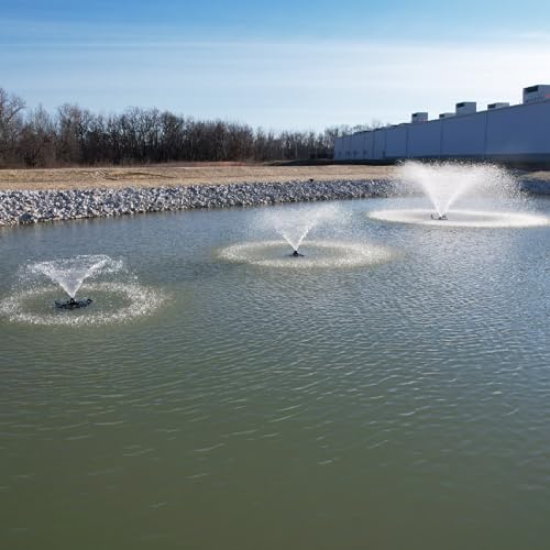 HALF OFF PONDS 3/4 HP Floating Fountain with 200 Foot Cord - 11 Patterns, Surface Aeration, No Lights