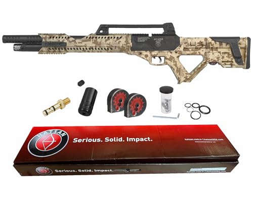 Wearable4U Hatsan Invader Limited Edition .25 Cal Air Rifle Digital Tan Camo Bundle with Pellets and Targets