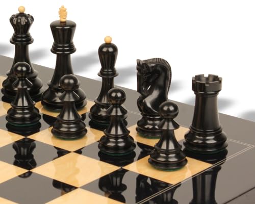 The Chess Store Zagreb Series Chess Set Ebonized & Boxwood with Black & Ash Burl Board - 3.25" King