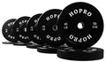 BalanceFrom HoPro Olympic Bumper Plate Weight Plate with Steel Hub, Pairs or Sets, Black Style #2