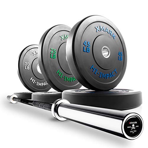XMark Deadlift VOODOO Olympic Bar and 160 lb XM-3393 Hi-Impact Commercial Olympic Bumper Set 13) Bar and 160 lb Set