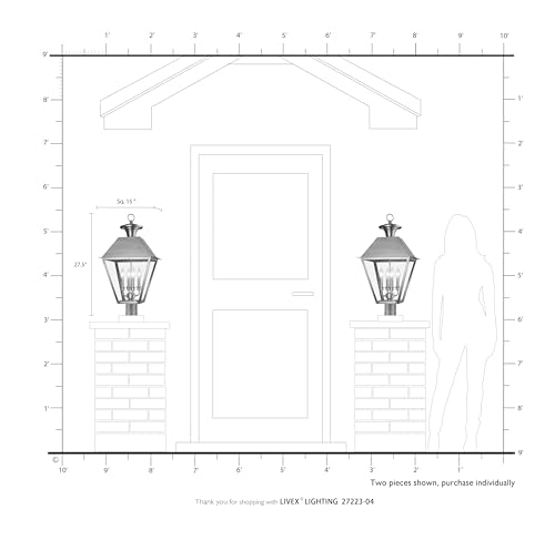 Livex Wentworth Collection 4 Light Outdoor Post Top Lantern Black