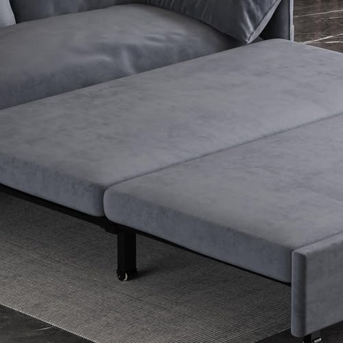 HomSof Convertible Queen Pull Out Sofa Bed Grey
