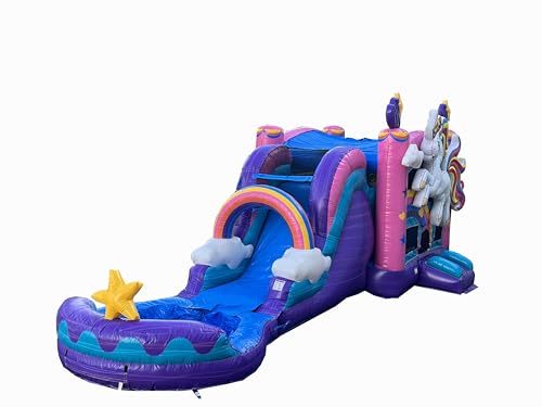 XJUMP Unicorn Bounce House Water Slide Combo Multicolor