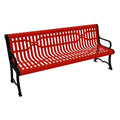 COATEDOUTDOORFURNITURE Heavy-Duty Outdoor Bench Commercial-Grade Thermoplastic Coated Slated Steel Red