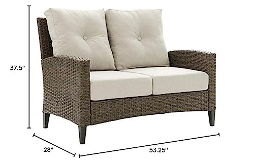 Home Square 2 Piece Outdoor Wicker High Back Loveseat Set Beige