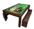 Simba USA 7Ft Pool Table Billiard Green Dining Table with Benches Brown Green
