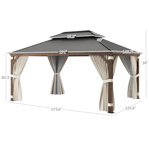 BELLEZE 12x16ft Hardtop Gazebo Brown