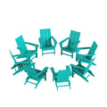WestinTrends 8-Piece Modern Poly Folding Adirondack Chair Set Turquoise