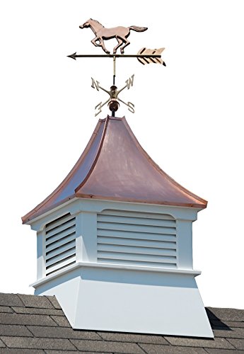 Accentua Olympia Cupola with Horse Weathervane 24 in. Square 52 in. High White With Copper Roof