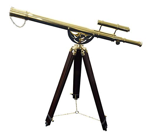 collectiblesBuy Decorative Nautical Shiny Brass Telescope with Brown Tripod