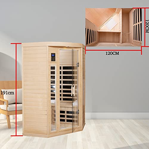 HFYee 2-Person Hemlock Infrared Sauna Box Natural