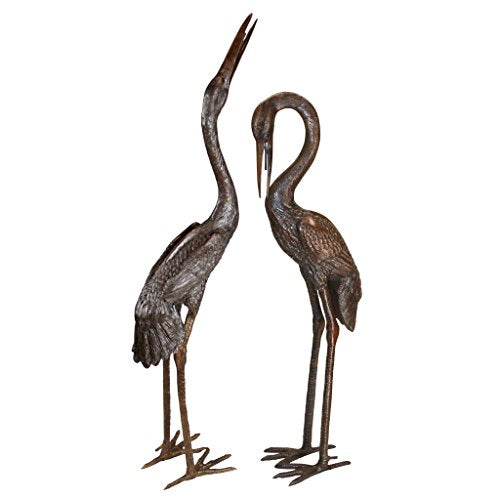 Design Toscano Cranes Garden Statue Set Large Cast Bronze