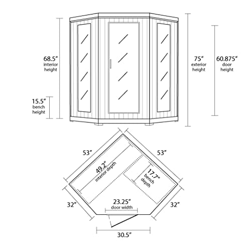 Blue Wave Radiant Saunas BSA1312 3-Person Cedar Corner Infrared Sauna