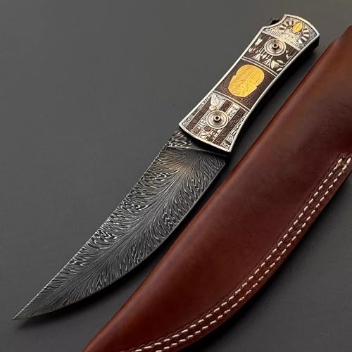 BURXELL Egyptian Pharaoh Damascus Art Knife Silver