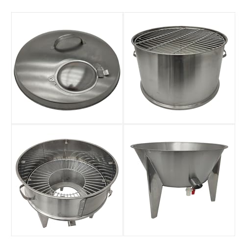 INTSUPERMAI 23.6'' Charcoal BBQ Roaster Grill Silver