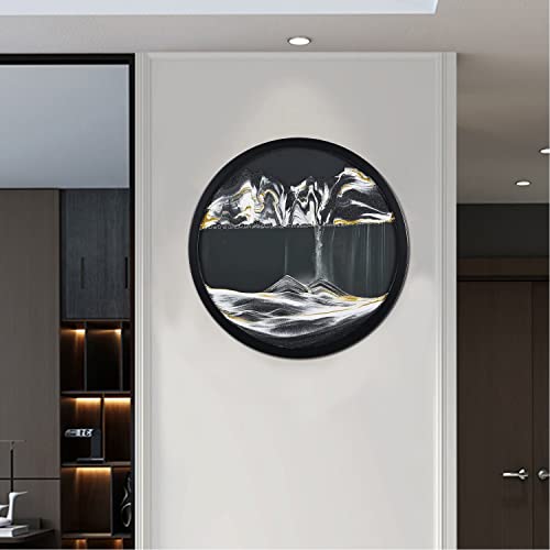 AECEVAN Wall Mount Moving Sand Art 23.6'' Round Glass Sculpture I