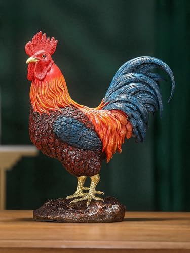 FENGSHUI-CAISHEN Large Colorful Pure Copper Rooster Statue
