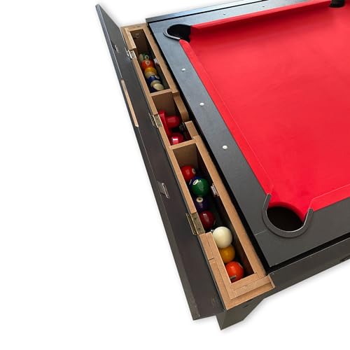 SIMBASHOPPING USA 7 FT Multi Games Pool Table Red Air Hockey + Table Tennis + Table Top - Strike Red, Black