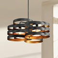 Possini Euro Design Zia Black Gold Metal 6-Light Chandelier Black