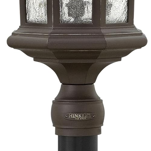Hinkley Raley Large Post Top Lantern Aluminum Clear Water Glass Shade Oil-Rubbed Bronze