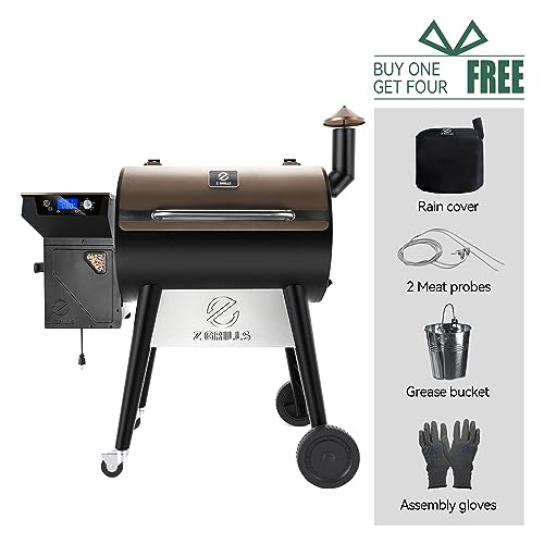 Z GRILLS Wood Pellet Grill Smoker with PID 2.0 Controller, 700 sq in Cooking Area, Meat Probes, Rain Cover Bronze