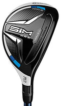 TaylorMade SIM MAX Hybrid #4 22 Degree Loft Left Hand Stiff Flex Titanium Black Blue