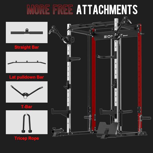EonfitOmni Power Cage 1200 LBS Multi-Functional Home Gym Rack with Adjustable Cable Crossover