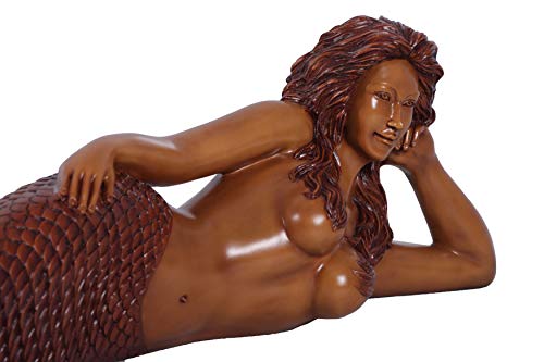 Nautical Tropical Sultry Lying Mermaid Large 5ft Statue Ocean Goddess Sculpture Wood