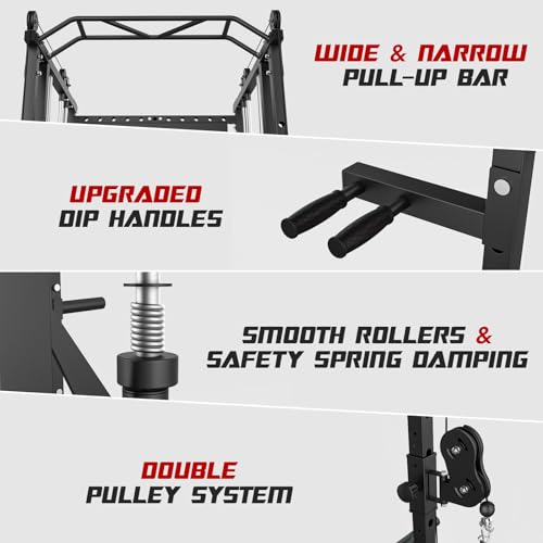 Liksodo Smith Machine Power Cage Rack with Cable System Black